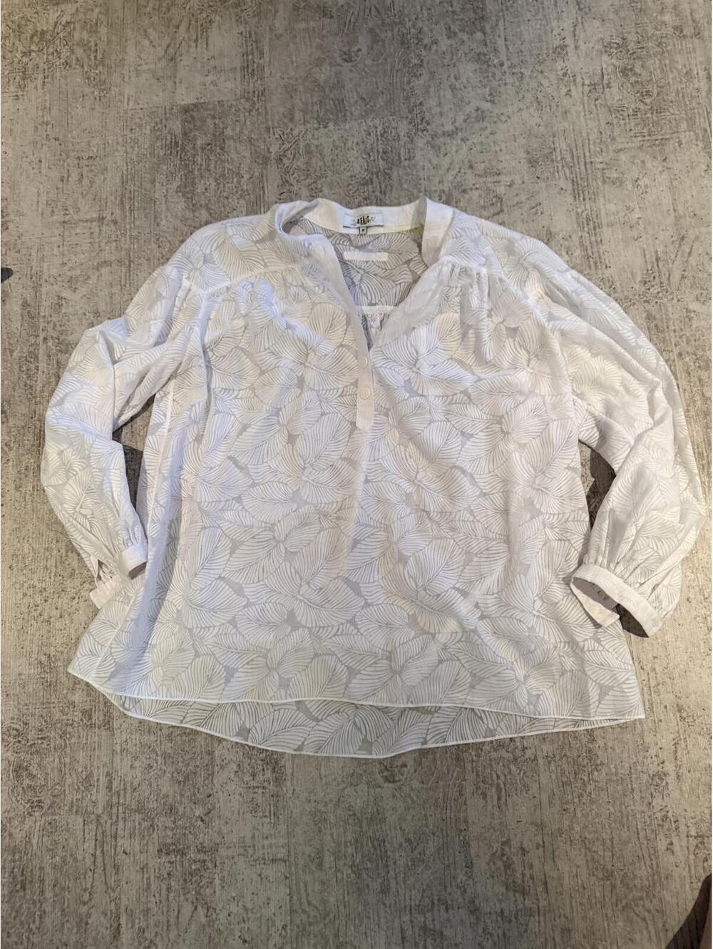 NWOT TIBI White Sheer Floral Long Sleeve Tunic Blouse boho chic size 8 resort